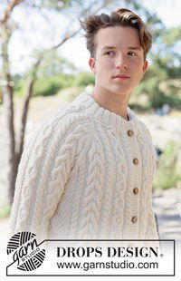 Warm herenvest met Ierse kabels en structuur breien