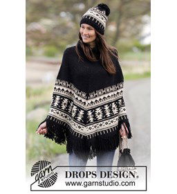 Poncho met grafisch patroon gemaakt van Drops Nepal