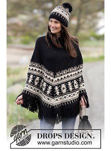 Poncho met grafisch patroon