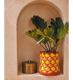 Bloempot cover - Frans gemaakt van Pingouin Pingo Raphia Like