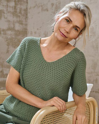 damesshirt met korte mouwen en v-hals