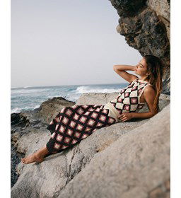 Lange geblokte rok gemaakt van Phildar Phil Perle 5