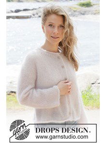 Gebreid Damesvest van DROPS Kid-Silk in Parelroze