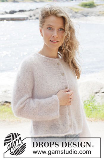 Gebreid Damesvest van DROPS Kid-Silk in Parelroze