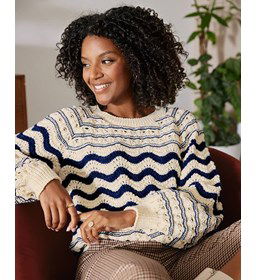 Damestrui met golvende gekleurde banen  gemaakt van Phildar Phil Partner 3,5