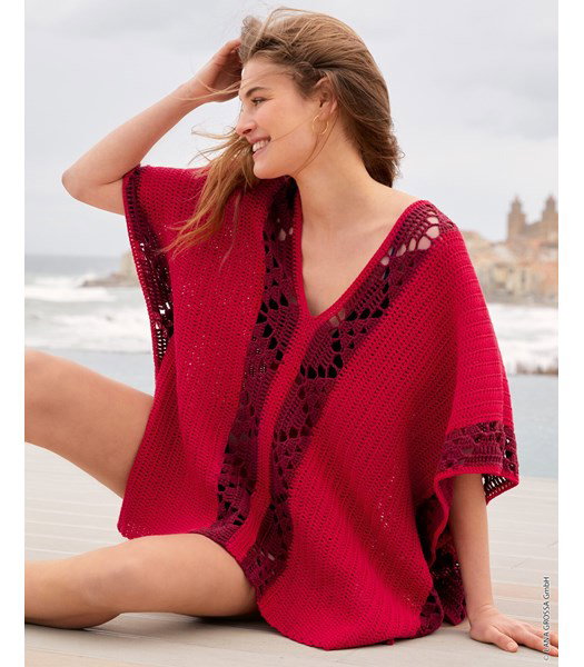 Haakpatroon poncho met v-hals