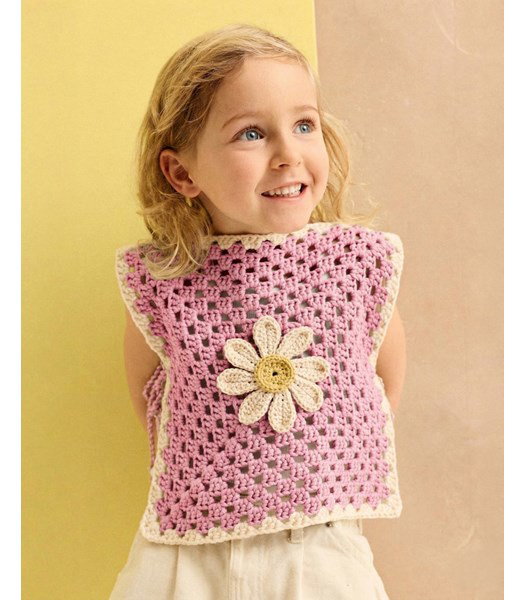 Haakpatroon poncho met madeliefje