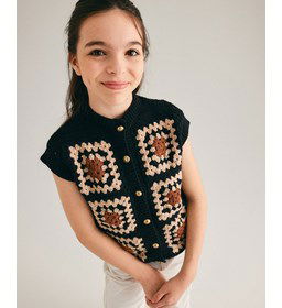 Giletje in blokken gehaakt gemaakt van Phildar Phil Partner 3,5