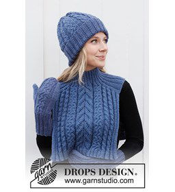 Damesmuts/halswarmer/wanten gemaakt van Drops Merino extra fine