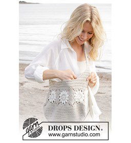 Schoudertas met bloemenpatroon gemaakt van Drops Bomull lin