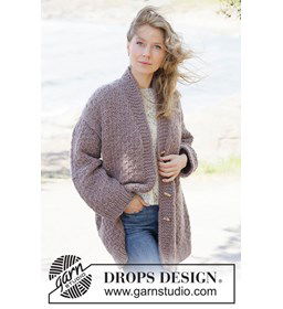 Chestnut Hug Cardigan gemaakt van Drops Snow - Eskimo
