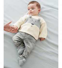 Baby trui met beer gemaakt van Phildar Phil Partner 3,5