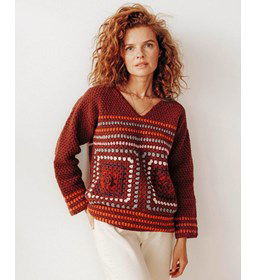 Damestrui met V-hals gemaakt van Phildar Phil Partner 3,5