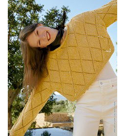 Korte damestrui in ruitpatroon gemaakt van Lana Grossa Cara