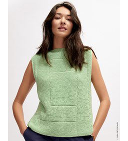 Mouwloze trui in blokkenpatroon gemaakt van Lana Grossa Cotton Wool