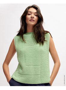 Mouwloze trui in blokkenpatroon