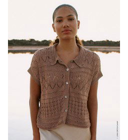 Damestrui met golvend kraagje gemaakt van Lana Grossa Solo Lino