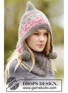 Gebreide muts met pompons en halswarmer