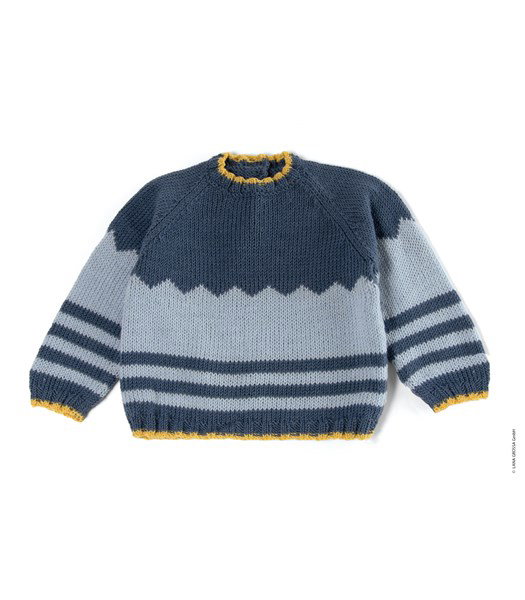 Breipatroon babytrui met streeppatroon en zigzag