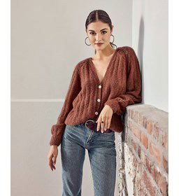 Damesvest in kantpatroon gemaakt van Phildar Phil Mohair Soie