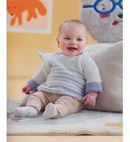 Gestreept babytruitje gemaakt van Lang Yarns Merino 200 bebe