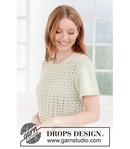 Breipatroon Luchtige damestop met kantpatroon van katoenmix