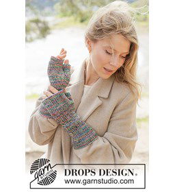 Katjes wanten Colorwhirl Cuffs gemaakt van DROPS Fiesta