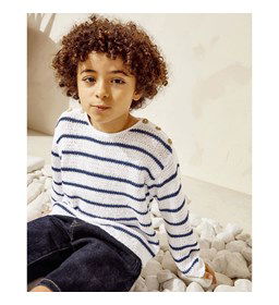 Kindertrui met knoopsluiting op de schouders gemaakt van Phildar Phil Rustique