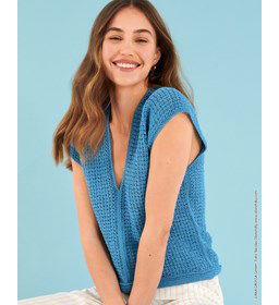 Damestopje met lage V-Hals gemaakt van Lana Grossa Capri