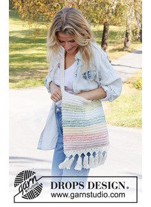 Dubbeldraads gebreide tas met gehaakte onderrand en franjes