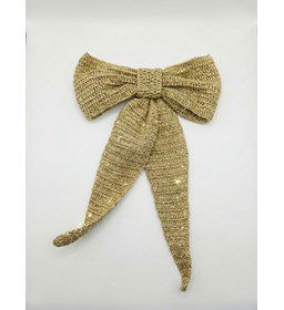 Gouden Kerststrik - DIY Kerstdecoratie gemaakt van Haaknaalden