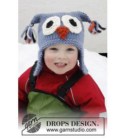 Uilen muts met oorflappen  gemaakt van Breinaalden zonder knop