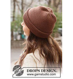 Muts in ribbel- en boordsteek gemaakt van Drops Baby Merino