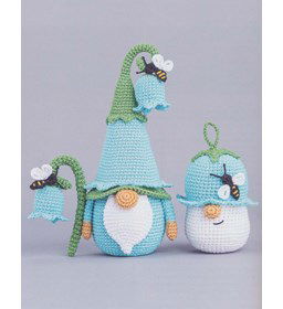 Mufficorn kleine en grote klokjesbloem kabouter gemaakt van Scheepjes Catona 50 - 100 gram