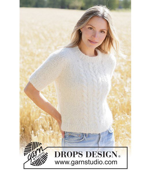 Breipatroon Gebreide kabeltrui met korte mouwen