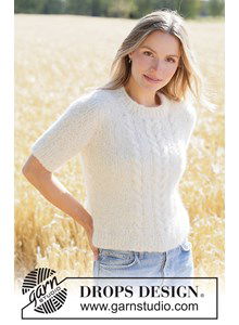 Gebreide kabeltrui met korte mouwen