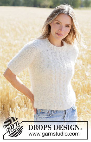 Gebreide kabeltrui met korte mouwen