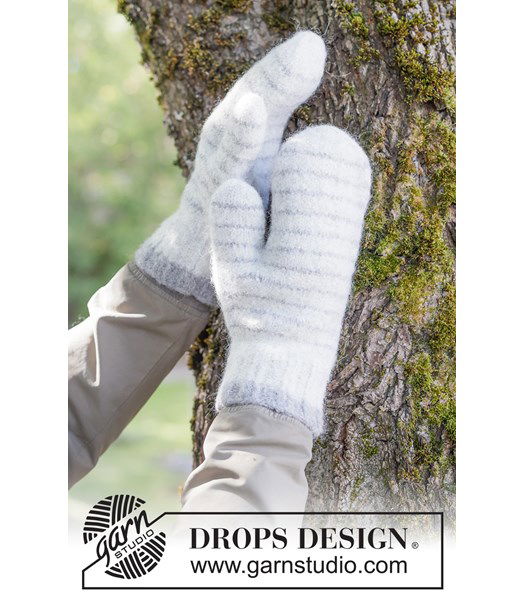 Breipatroon gestreepte gevilte herenwanten van wol en alpaca