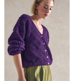 damesvest met diagonaal ajourpatroon