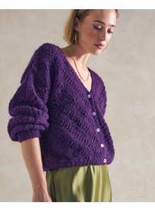 damesvest met diagonaal ajourpatroon