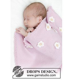 Babydeken met bloemen gemaakt van Drops Baby Merino