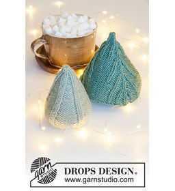 Kerstboompjes gemaakt van Drops Merino extra fine