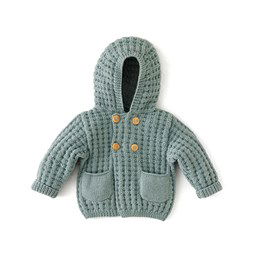 Babyvestje met brede overslag gemaakt van knopen