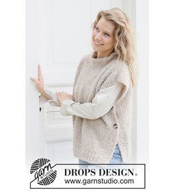 Latte Love Vest gemaakt van DROPS Alpaca Boucle