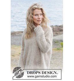 Gebreide top-down trui met hoge col in alpaca zijde gemaakt van Rondbreinaald nr 5