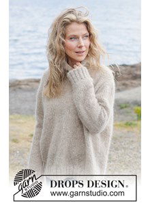 Gebreide top-down trui met hoge col in alpaca zijde