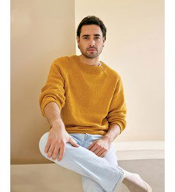 Herentrui met brede halsboord gemaakt van Rondbreinaald nr 2,5 - 2,75