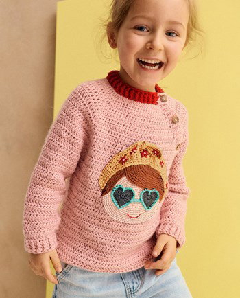 kindertrui met applicatie zomershoofd