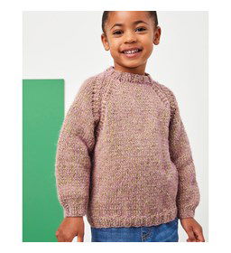 Kindertrui met aansluitende halsboord gemaakt van Phildar Phil Disco