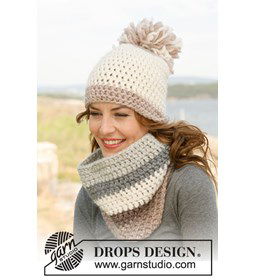 Muts en halswarmer gemaakt van Drops Snow - Eskimo